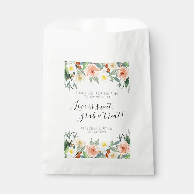 Liebe ist süße Pfirsichblütenbüffet Hochzeit Geschenktütchen (Vorderseite)
