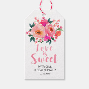 Liebe ist Süße Pink Florale Hochzeitsdusche Favori Geschenkanhänger