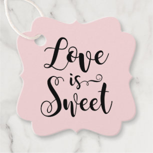 Liebe ist süße rosa schwarze Kalligrafie-Hochzeit Geschenkanhänger