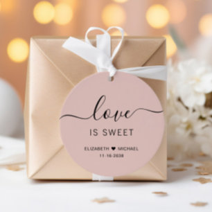Liebe ist süße rosafarbene Hochzeit Geschenkanhänger