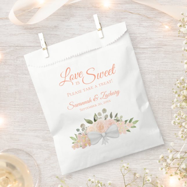 Liebe ist süße rustikale Korallenpfirsichhochzeit Geschenktütchen (Ausgeschnitten)
