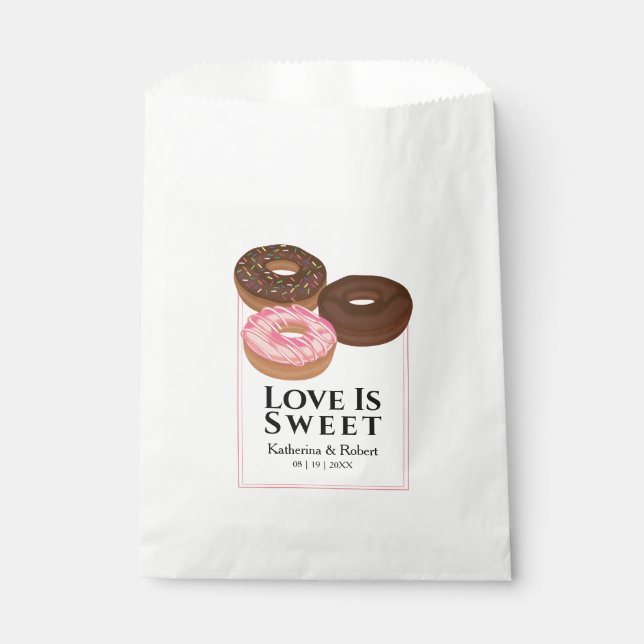 Liebe ist süßer Donut | Hochzeit Geschenktütchen (Vorderseite)