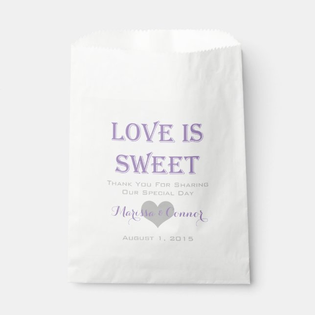 Liebe ist süßer Lavendel und graue Hochzeitstasche Geschenktütchen (Vorderseite)
