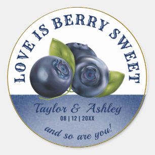 Liebe ist süßes Blueberry   Hochzeit Runder Aufkleber