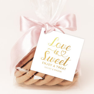 Liebe ist süßes goldenes Herz-Monogramm Geschenkanhänger