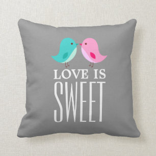 Liebe ist süßes Kissen-Rosa-blauer Vogel-Vogel Kissen
