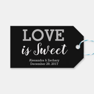 Liebe ist Sweet Black Silver Wedding Candy Gefalle Geschenkanhänger