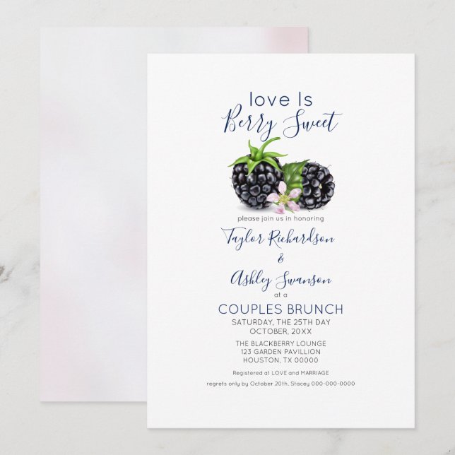Liebe ist Sweet BlackBerry Brunch Wedding Einladung (Vorne/Hinten)