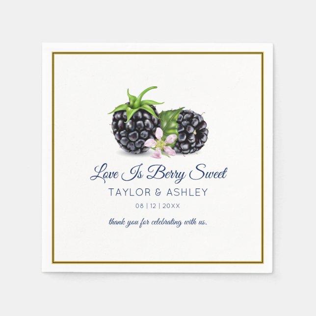 Liebe ist Sweet BlackBerry Fruit | Hochzeit Serviette (Vorderseite)