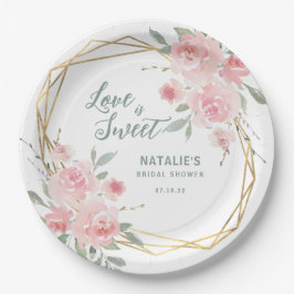 Liebe ist Sweet Blush Bloral Brautparty Pappteller