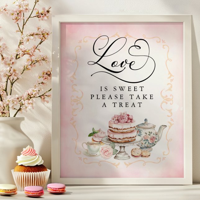 Liebe ist Sweet Brautparty Dessert Table Sign Poster (Dessert Table Sign)