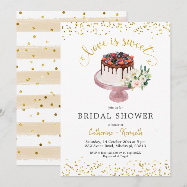 Liebe ist Sweet Cake Bridal Dusche Einladung (Vorne/Hinten)