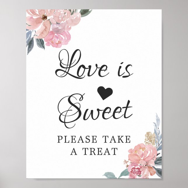 Liebe ist Sweet Calligraphy Script Dusty Pink Flor Poster (Vorne)