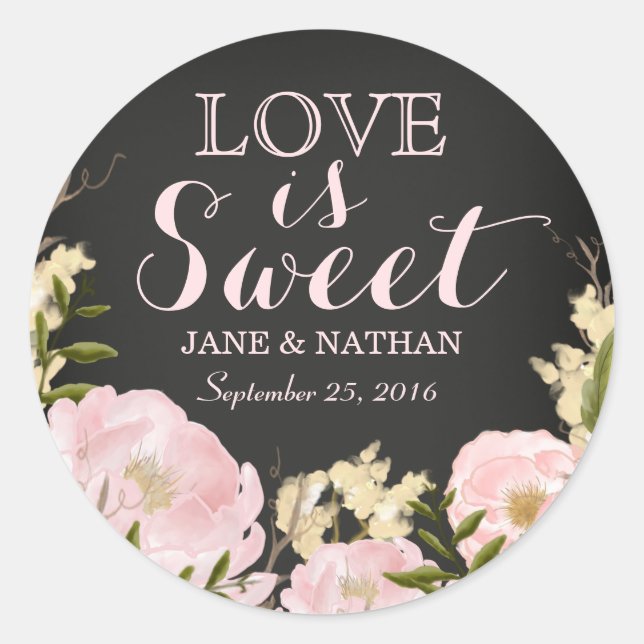 Liebe ist Sweet Chalkboard Wedding Sticker (Vorderseite)