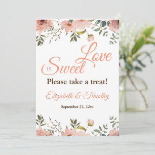 Liebe ist Sweet Coral Peach Boho Bloral Wedding Einladung
