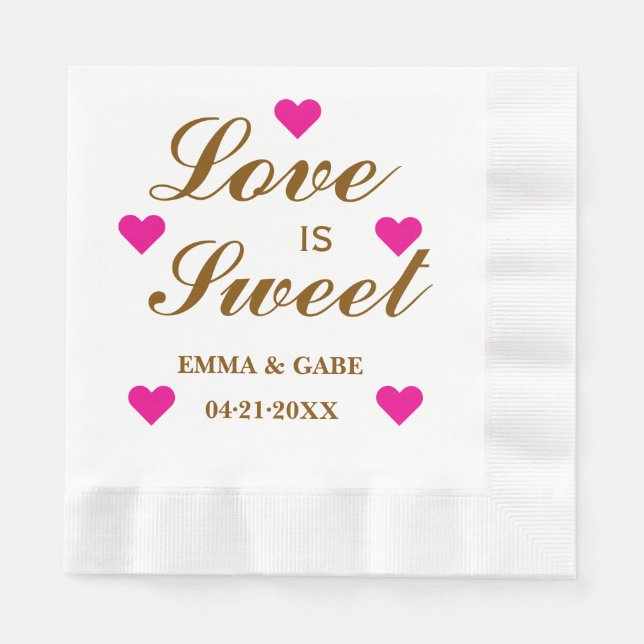 Liebe ist Sweet Custom Script Wedding Monogram Serviette (Vorderseite)