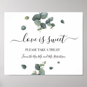 Liebe ist Sweet Dessert Table Wedding Green Sign Poster