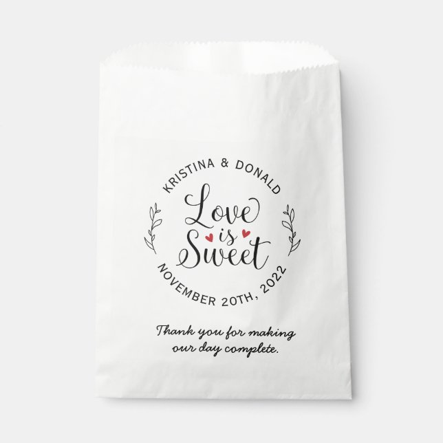 Liebe ist Sweet Donut Danke Gastgeschenk Hochzeit  Geschenktütchen (Vorderseite)