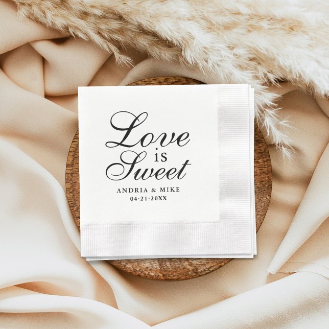 Liebe ist Sweet Elegant Black Wedding Monogram Serviette (Von Creator hochgeladen)