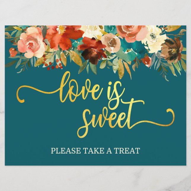 Liebe ist Sweet Favorit Sign - Aquamarin & Orange  (Vorderseite)