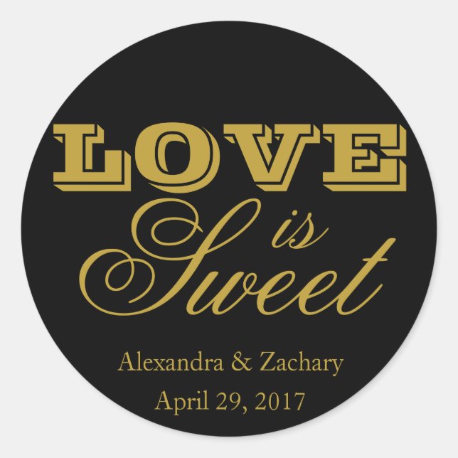 Liebe ist Sweet Gastgeschenk Hochzeit Aufkleber Sc (Vorderseite)