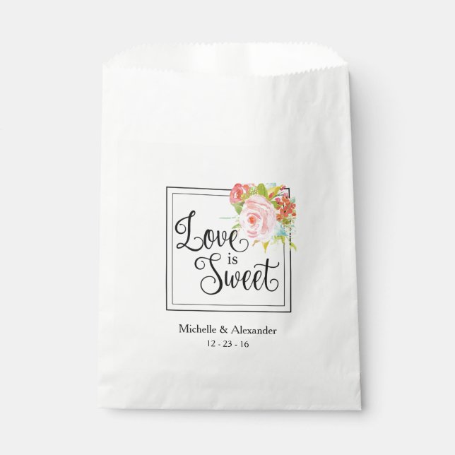 Liebe ist Sweet - Gastgeschenk Hochzeit Beutel, Du Geschenktütchen (Vorderseite)