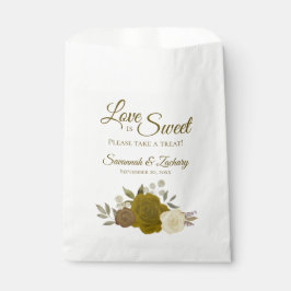 Liebe ist Sweet Gold Ochre & Yellow Floral Wedding Geschenktütchen