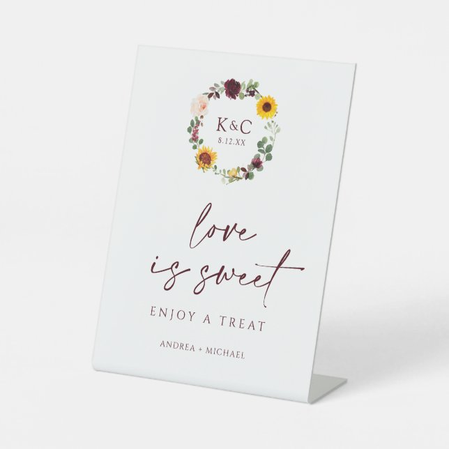 Liebe ist Sweet Hochzeit im Herbst Brautparty Sonn Sockelschild (Vorderseite)