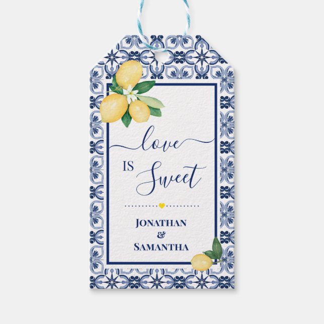 Liebe ist Sweet Lemons Wedding Candy Favor Geschen Geschenkanhänger (Vorderseite)