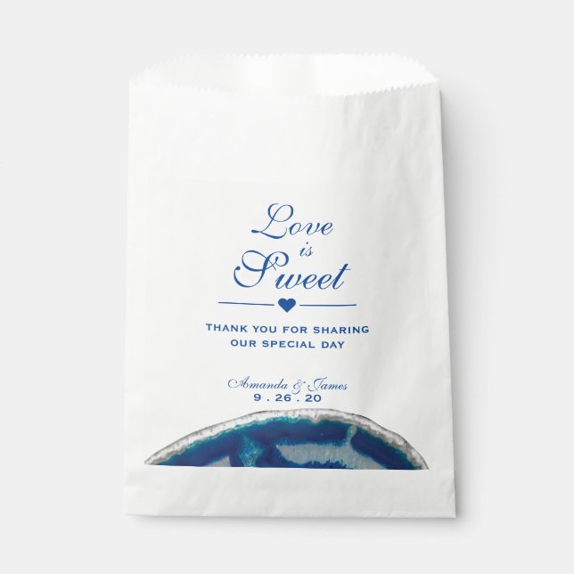 Liebe ist Sweet Navy Blue Wedding Agate Geschenktütchen (Vorderseite)