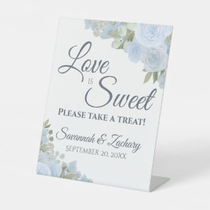 Liebe ist Sweet Nehmen Sie eine Leckerei Dusty Blu Sockelschild