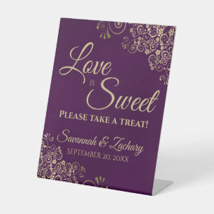 Liebe ist Sweet Nehmen Sie eine Leckerei Gold Lace Sockelschild
