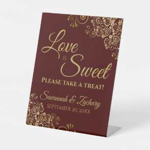 Liebe ist Sweet Nehmen Sie eine Leckerei Gold Lace Sockelschild