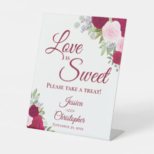 Liebe ist Sweet Nehmen Sie eine Leckerei Magenta & Sockelschild