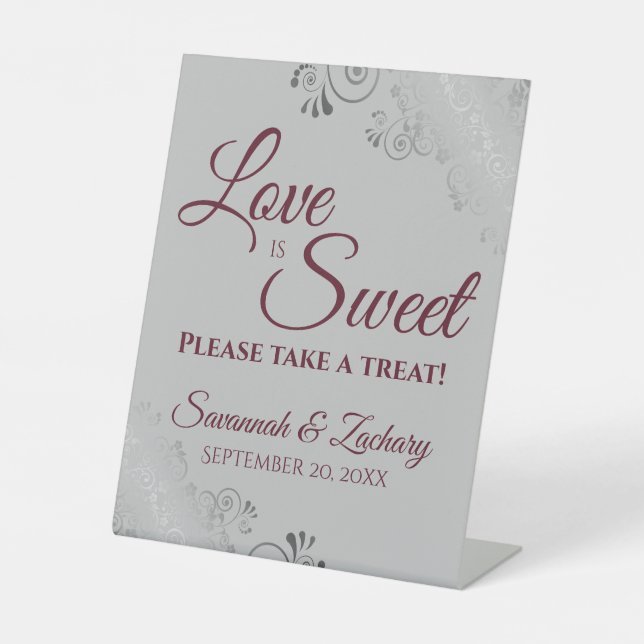 Liebe ist Sweet Nehmen Sie eine Leckerei Silver Bu Sockelschild (Vorderseite)