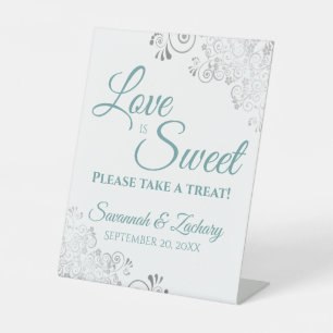 Liebe ist Sweet Nehmen Sie eine Leckerei Silver & Sockelschild