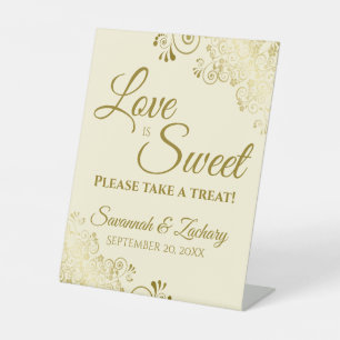 Liebe ist Sweet Nimm eine Leckerei Gold Lace Elfen Sockelschild