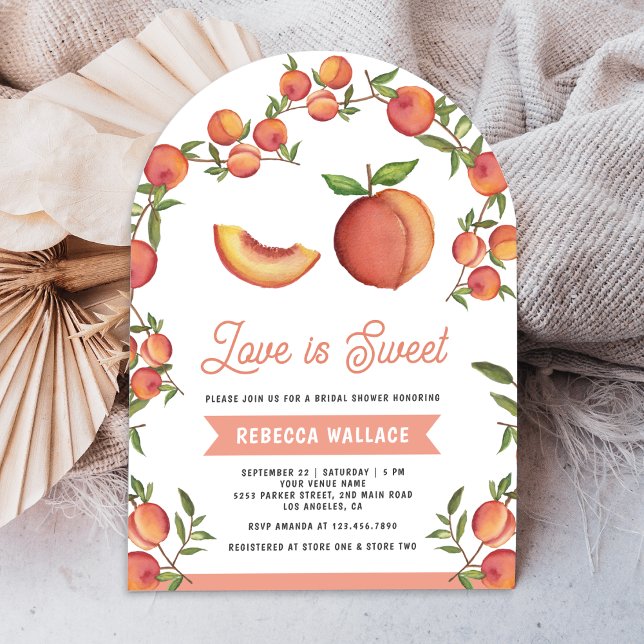 Liebe ist Sweet Peach Frucht Arch Brautparty Einladung (Von Creator hochgeladen)