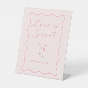 Liebe ist Sweet Pink Bow Brautparty Bevorzugung Sockelschild