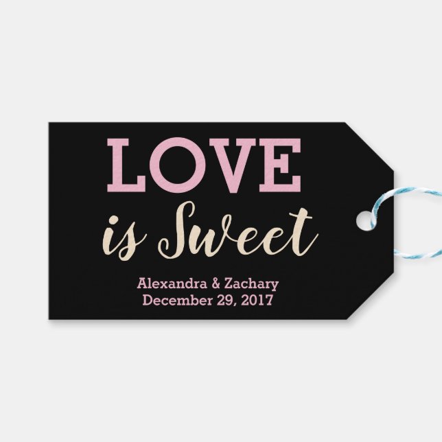 Liebe ist Sweet Pink Champagne Wedding Candy Gefal Geschenkanhänger (Vorderseite (Horizontal))