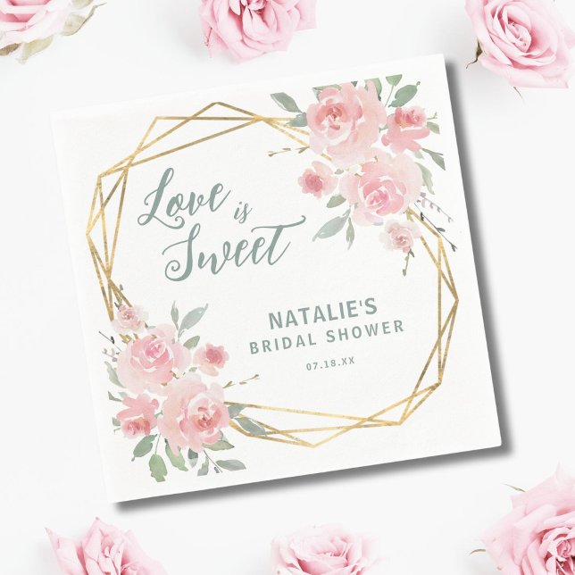 Liebe ist Sweet Pink Floral Brautparty Napkins Serviette (Von Creator hochgeladen)