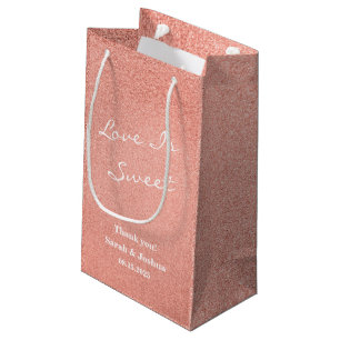 Liebe ist Sweet Pink Rose Gold Script Gastgeschenk Kleine Geschenktüte