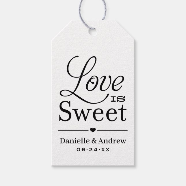 Liebe ist Sweet Schwarz-weiß Script Wedding Monogr Geschenkanhänger (Vorderseite)