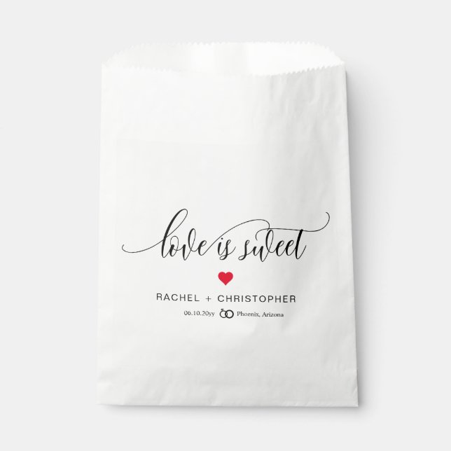 Liebe ist Sweet Simple Elegant Script Wedding Geschenktütchen (Vorderseite)