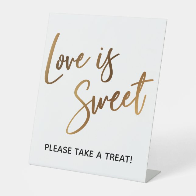 Liebe ist Sweet Simple Gold Typografie Sockelschild (Vorderseite)
