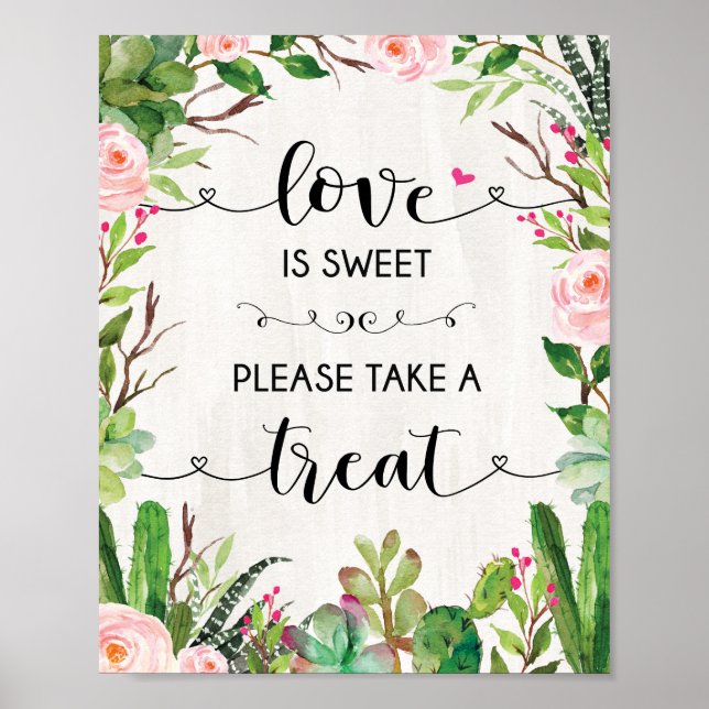 Liebe ist Sweet Succulent Cactus Gastgeschenk Hoch Poster (Vorne)