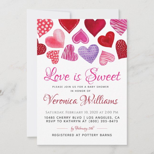 Liebe ist Sweet Valentine's Baby Shower Einladung (Vorderseite)