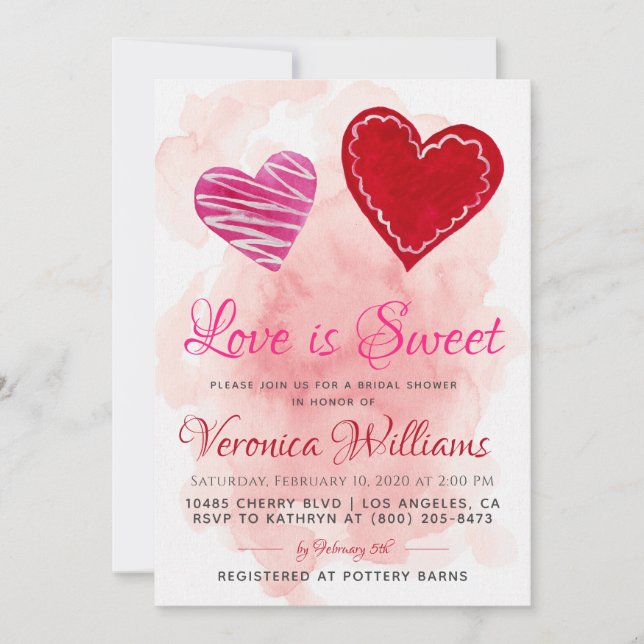 Liebe ist Sweet Valentine's Bridal Dusche Einladun Einladung (Vorderseite)