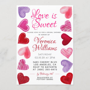 Liebe ist Sweet Valentine's Bridal Dusche Einladun Einladung