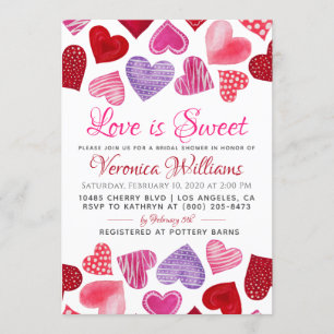 Liebe ist Sweet Valentine's Bridal Dusche Einladun Einladung